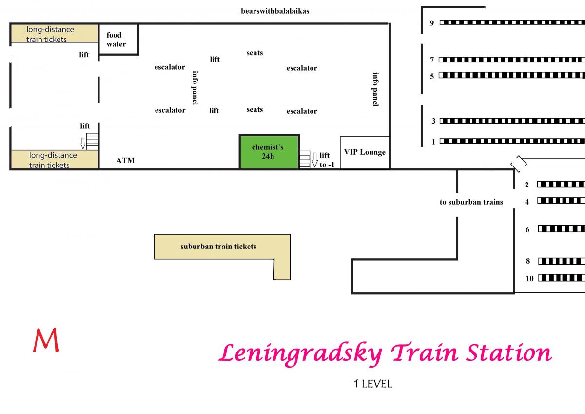 מפה של Leningradsky station במוסקבה