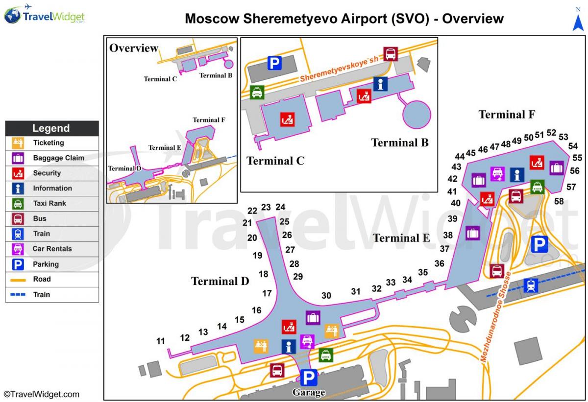 Sheremetyevo המפה של מסופים