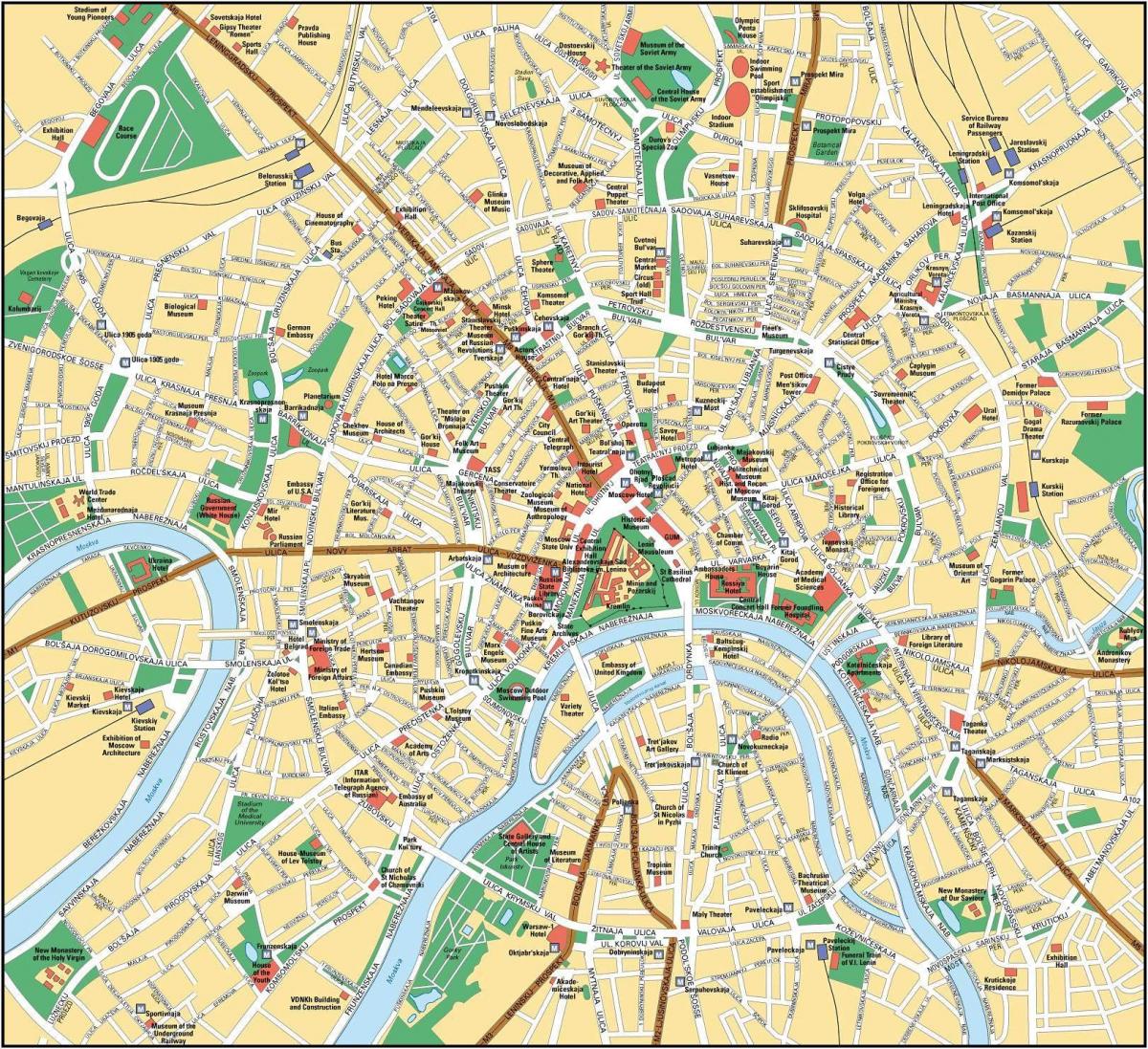 המפה של מוסקבה ב-אנגלית