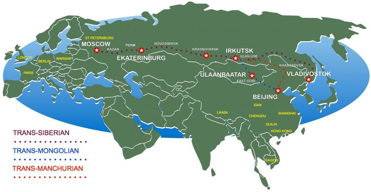 בייג ' ינג למוסקבה הרכבת כביש מפה